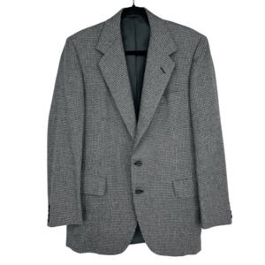 Mens 40R Pure Alpaca Sport Coat Grey Houndstooth 2 Button Preppy Classic Blazer